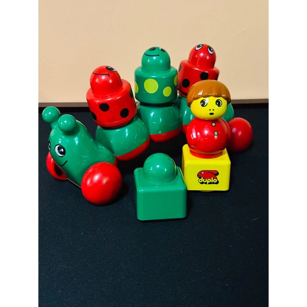 Vintage LEGO Primo Duplo Caterpillar Rolling Toy Ladybug Rattle Blocks Set